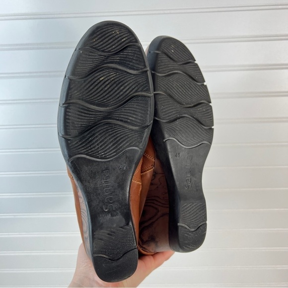 Sanita Maddox Women's 41 /10 Fold Over Wedge Leather Ankle Boots Booties Cognac. - Picture 11 of 11